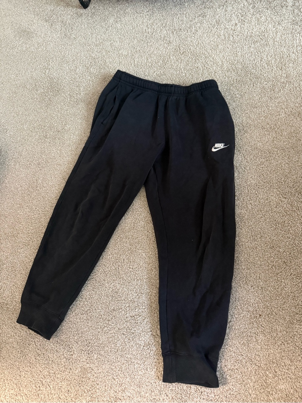 Nike Black Men's Jogger Sweatpants with White Swoosh